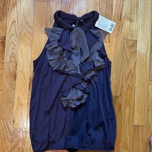 Anthropology Purple Ruffle Front Blouse